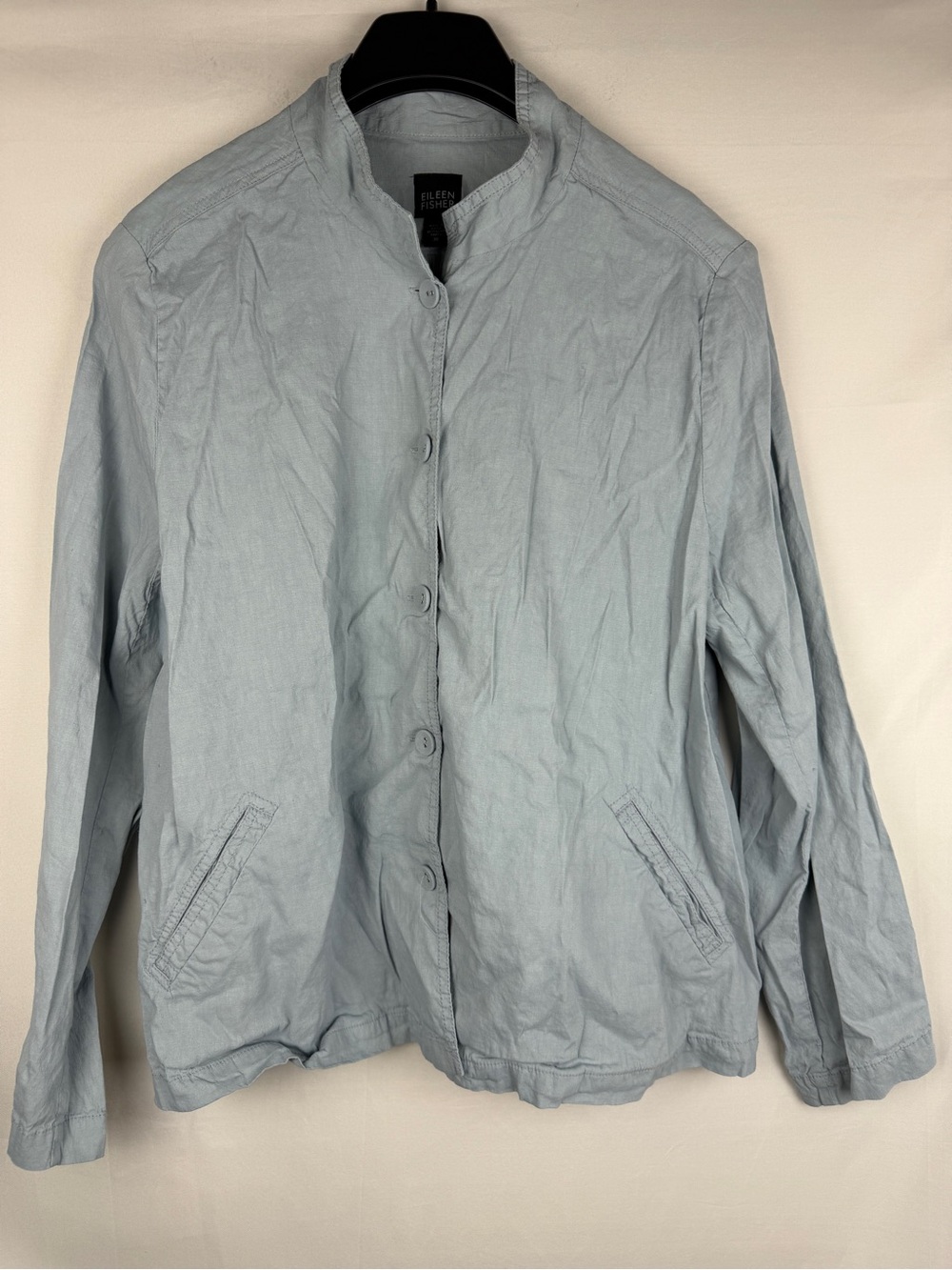 EILEEN FISHER linen blend Light Blue Button-Front Casual Jacket/shacket XL